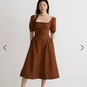 Madewell puff sleeve seamed dress